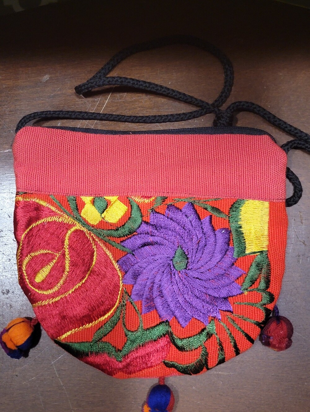 Embroidered Purple Floral Crossbody Bag for Women